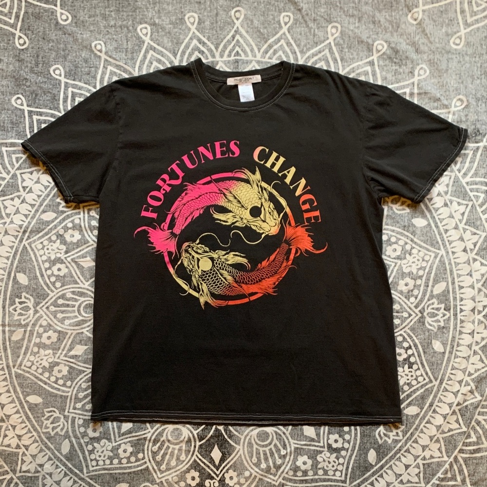 Project Social Fortunes Change T Black Tee. Size Large